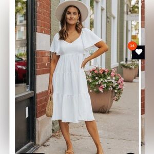 White Tiered Midi Dress